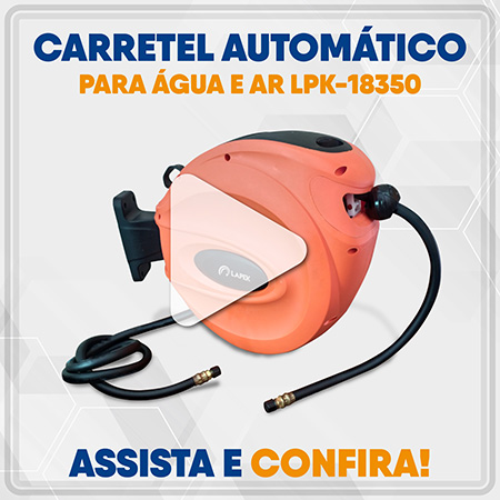 Carretel automático com mangueira Lapek LPK-18350 para ar e água.