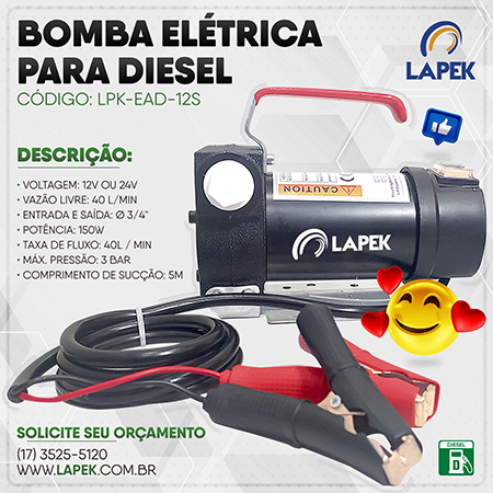 Bomba de Transferência Elétrica 12V Lapek LPK-EAD-12S 40L/min